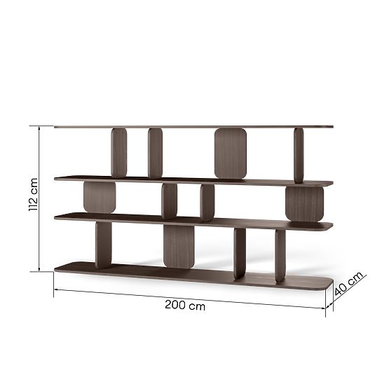 Tulumo Shelf 200 cm, Rounded, Walnut Villa