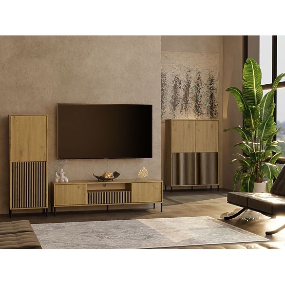 TV Cabinet KAMARO 160 Artisan Oak Grooved + Classic Front Panel