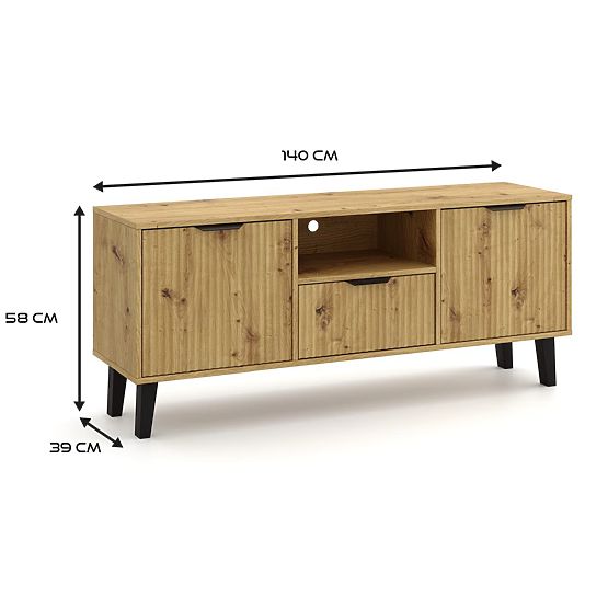 TV Cabinet Scandi 2D1S SLIM OAK ARTISAN