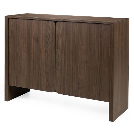 Two-Door Moku Sideboard Walnut Villa, Rounded Front Surfaces