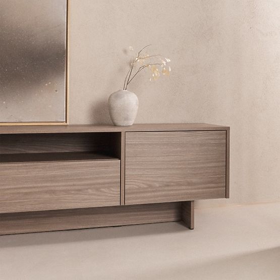 Two-door TV Cabinet with Drawer Kanso, Pearl Oak