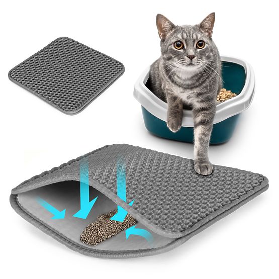 Two-layer Mat for Cat Litter Box Grey