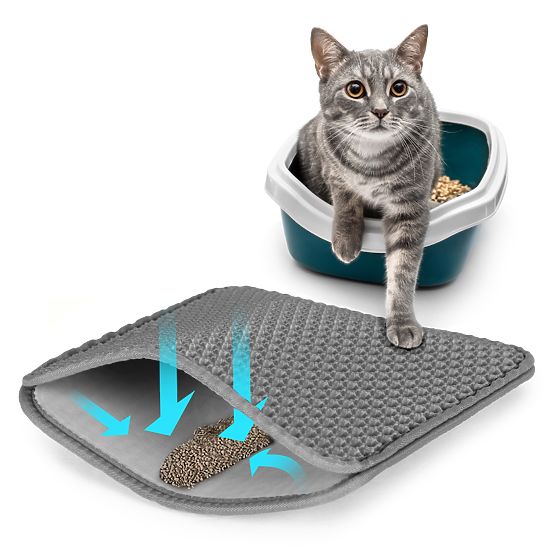 Two-layer Mat for Cat Litter Box Grey