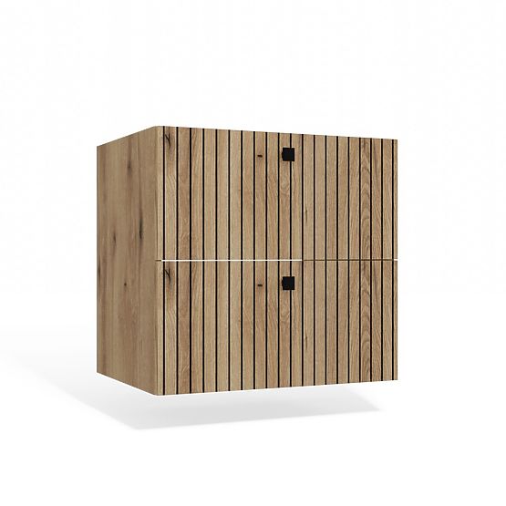 UNDER-SINK CABINET TIGO 60 2S OAK EVOKE 2 DRAWERS GROOVED FRONT PANEL WALL-MOUNTED