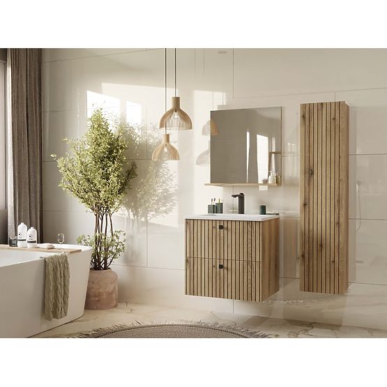 UNDER-SINK CABINET TIGO 60 2S OAK EVOKE GROOVED FRONT PANEL + SINK