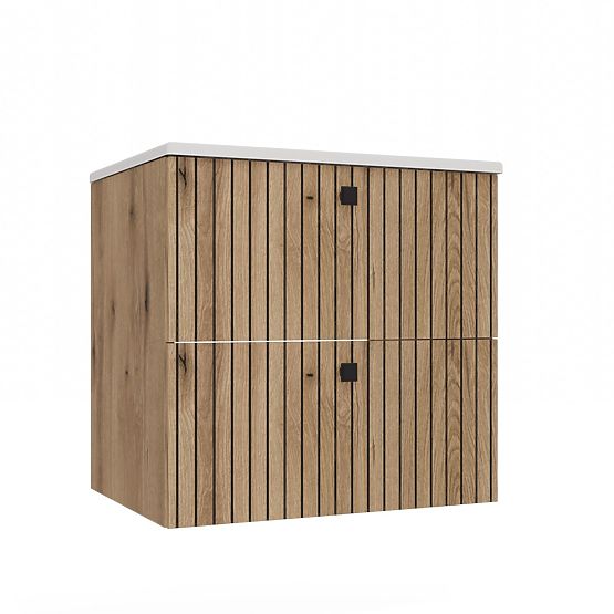 UNDER-SINK CABINET TIGO 60 2S OAK EVOKE GROOVED FRONT PANEL + SINK