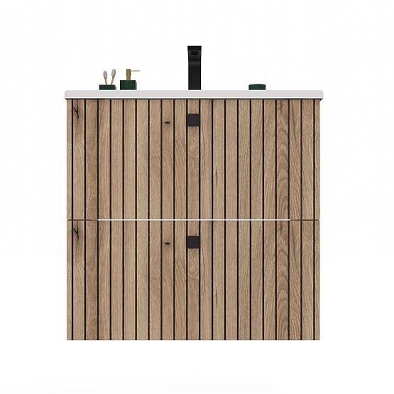 UNDER-SINK CABINET TIGO 60 2S OAK EVOKE GROOVED FRONT PANEL + SINK