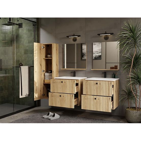 UNDER-SINK CABINET TIGO 60 2S OAK EVOKE GROOVED FRONT PANEL + SINK