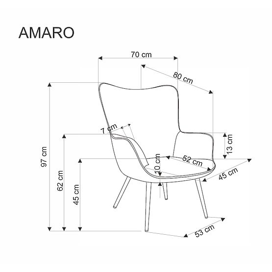 Upholstered armchair AMARO - gray