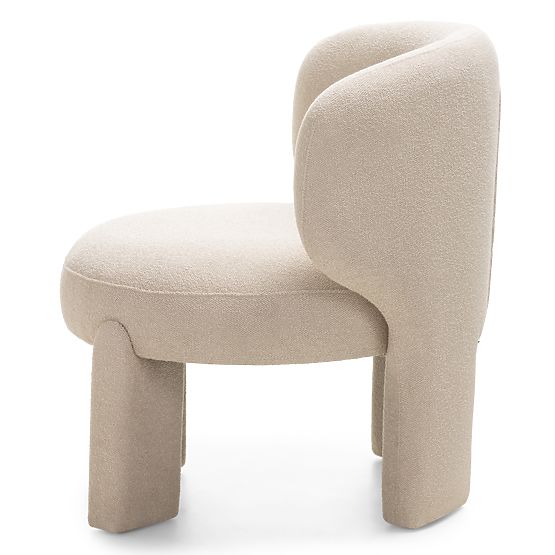 Upholstered Armchair Elaine Beige, Boucle, Rounded Shapes