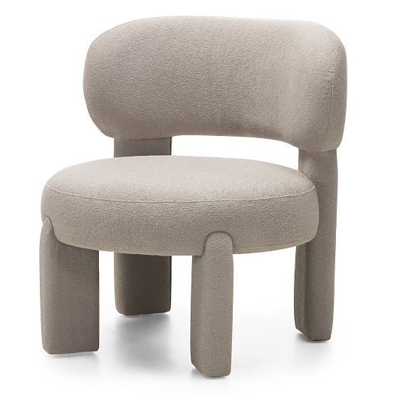 Upholstered Armchair Falone Grey-Beige, Boucle, Rounded