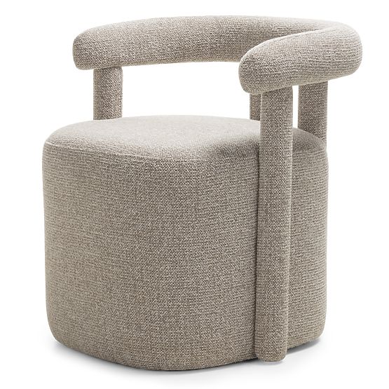 Upholstered Armchair Glen Grey, Rounded Shapes