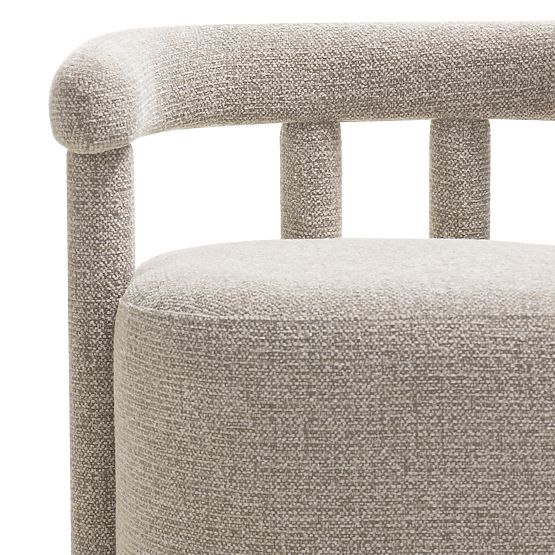 Upholstered Armchair Glen Grey, Rounded Shapes
