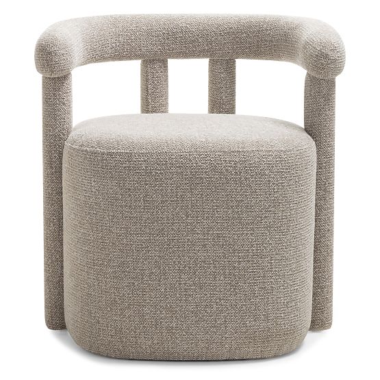 Upholstered Armchair Glen Grey, Rounded Shapes
