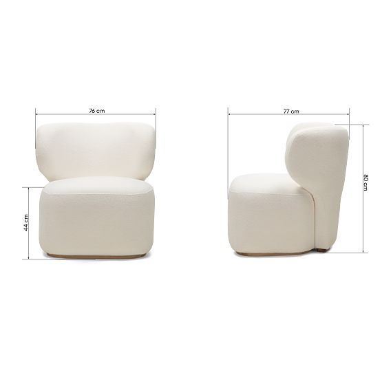 Upholstered Armchair Imai White, Rounded Shapes