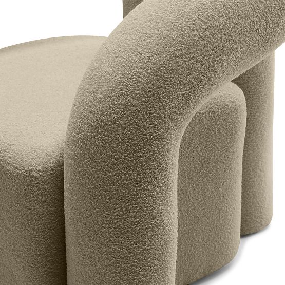 Upholstered Armchair Merry Brown, Boucle, Rounded Shapes