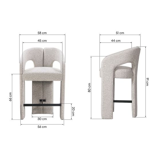 Upholstered Bar Stool Castelo Grey-Beige