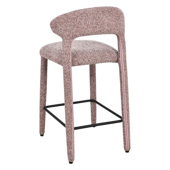 Upholstered Bar Stool Hiroki, Beige-Burgundy Mix