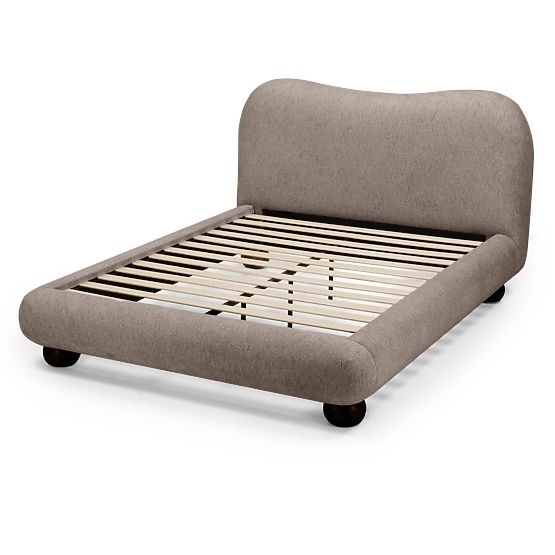 Upholstered Bed Bowee 160x200 cm, with Slats, Gray, Ball Legs