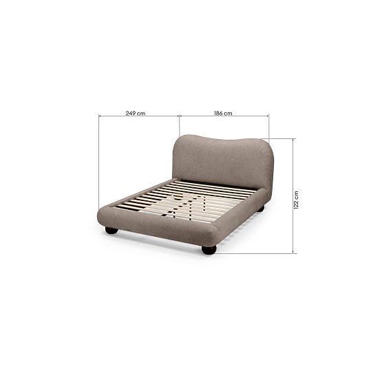 Upholstered Bed Bowee 160x200 cm, with Slats, Gray, Ball Legs
