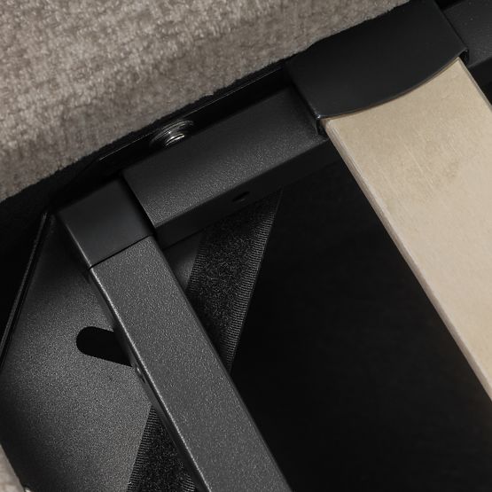 Upholstered Bed Luno 140x200 cm, with Slatted Frame and Storage, Light Beige, Rounded