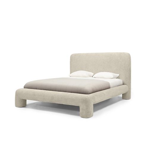 Upholstered Bed Rolly 160x200 cm, with Slatted Frame, Rounded, Light Grey