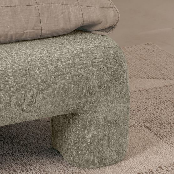 Upholstered Bed Rolly 160x200 cm, with Slatted Frame, Rounded, Light Grey