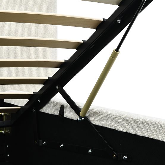 Upholstered Bed Snoovia 160x200 cm, with Slatted Frame and Storage, Light Beige