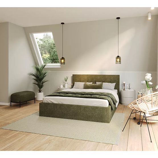 Upholstered bed TULSA 140 x 200 cm - Olive green