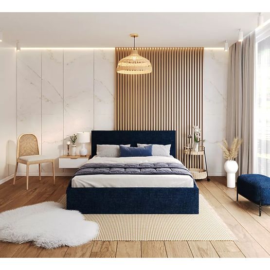 Upholstered bed TULSA 160 x 200 cm - Dark blue