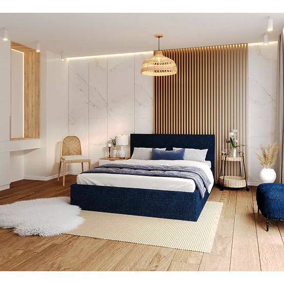 Upholstered bed TULSA 160 x 200 cm - Dark blue