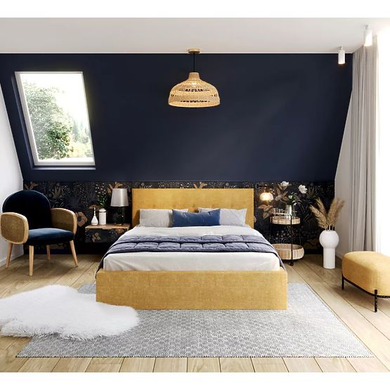 Upholstered bed TULSA 160 x 200 cm - Yellow