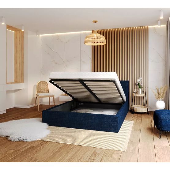 Upholstered bed TULSA 180 x 200 cm - Dark blue