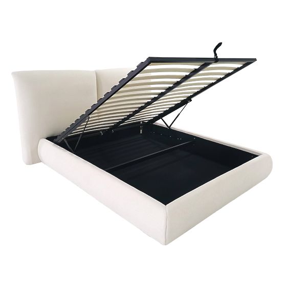 Upholstered Bed Yunar 160x200 cm, with Slats and Storage, Beige