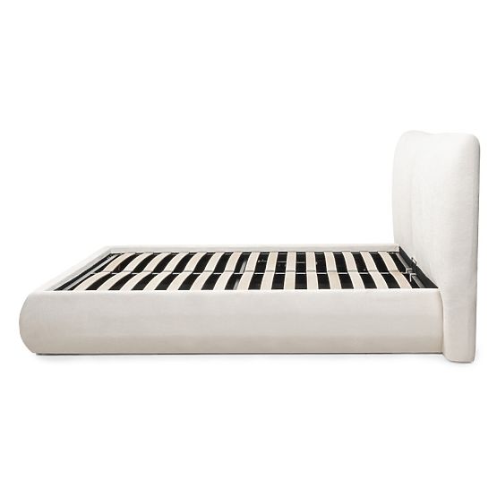 Upholstered Bed Yunar 180x200 cm, with Slatted Frame and Storage, Beige