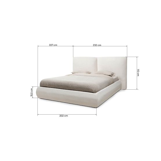 Upholstered Bed Yunar 180x200 cm, with Slatted Frame and Storage, Beige