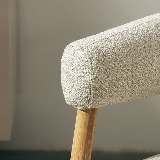 Upholstered Chair/Armchair Montepulciano, Light Beige/Oak Wood, Rounded