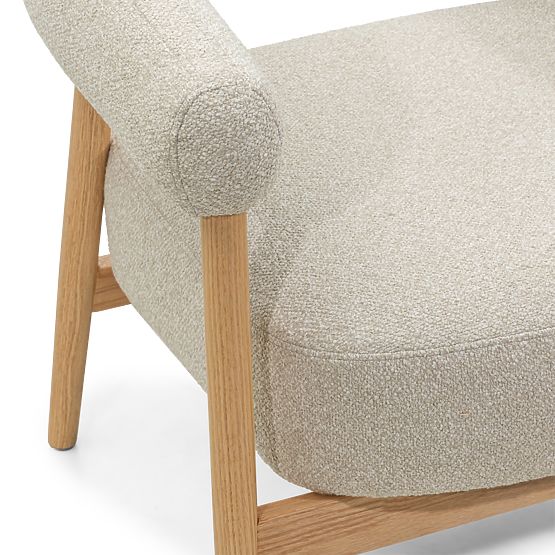 Upholstered Chair/Armchair Montepulciano, Light Beige/Oak Wood, Rounded