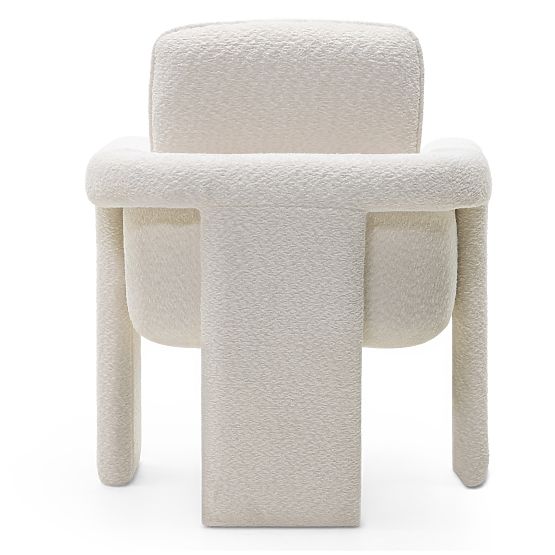 Upholstered Chair Campat White, Rounded