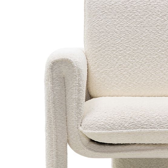 Upholstered Chair Campat White, Rounded