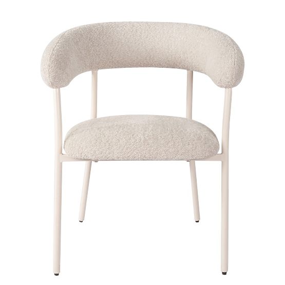 Upholstered Chair Campo, Beige/White Legs, Boucle