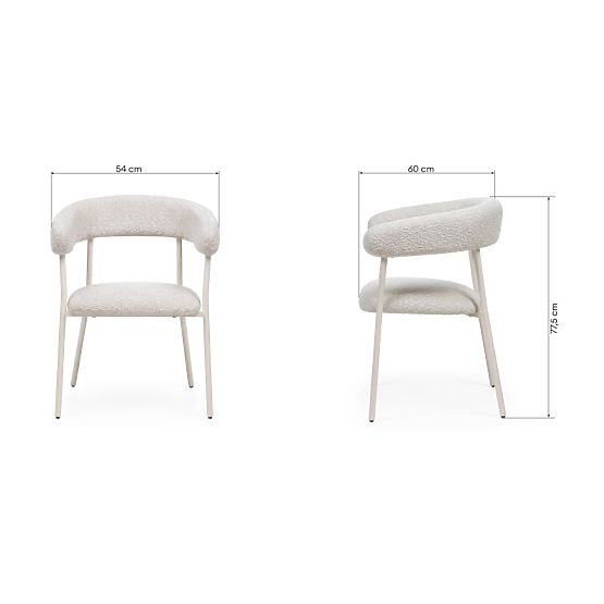 Upholstered Chair Campo, Beige/White Legs, Boucle