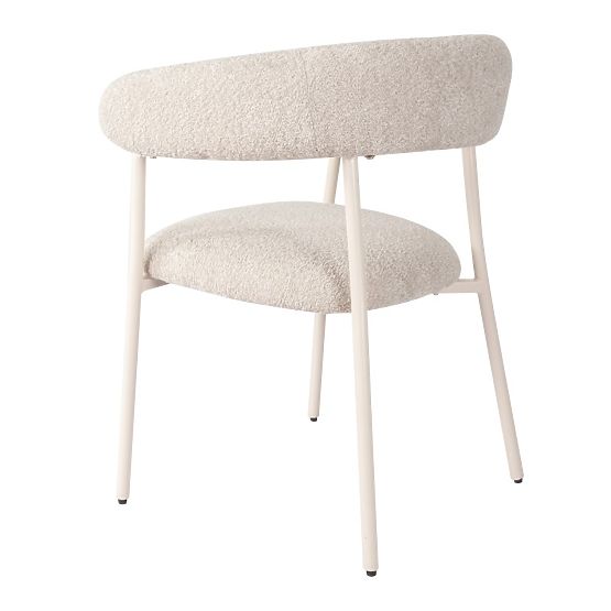 Upholstered Chair Campo, Beige/White Legs, Boucle