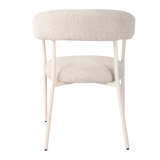Upholstered Chair Campo, Beige/White Legs, Boucle