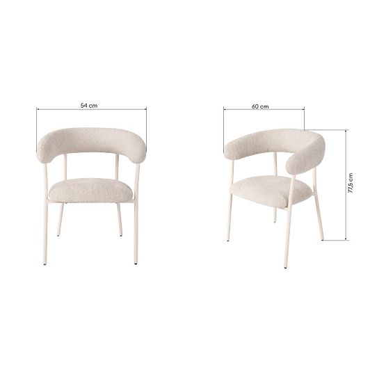 Upholstered Chair Campo, Beige/White Legs, Boucle