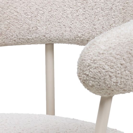Upholstered Chair Campo, Beige/White Legs, Boucle