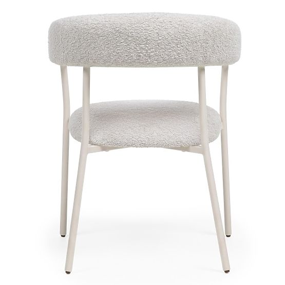 Upholstered Chair Campo, Beige/White Legs, Boucle