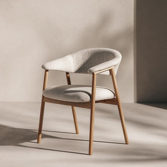 Upholstered Chair Capri, Light Beige/Oak Wood