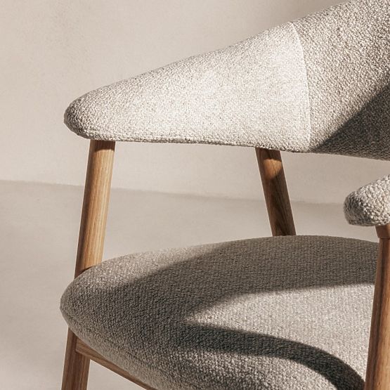 Upholstered Chair Capri, Light Beige/Oak Wood