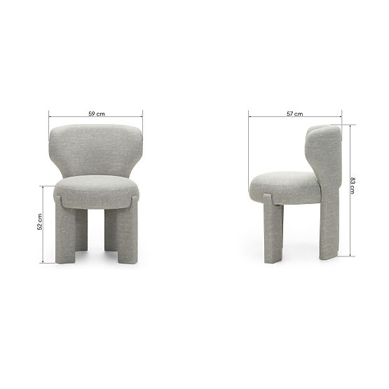 Upholstered Chair Elaine Beige-Grey, Rounded Shapes